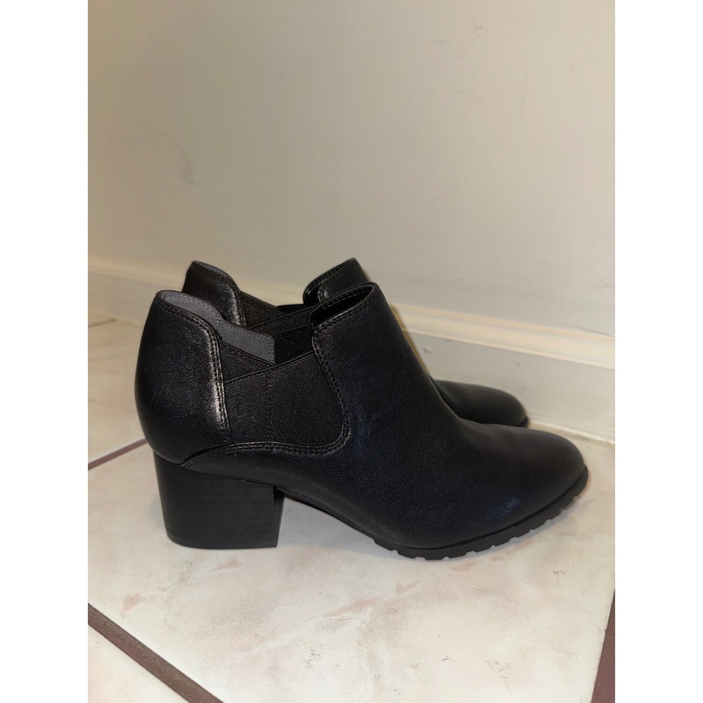 Vionic Belmont Booties Women 6 Black Leather Block Heel Ankle Boots - Picture 6 of 13